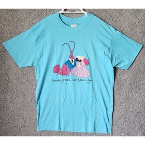 VTG Blue Single Stitch "Gone with the Wind" Humor Graphic‎ T Shirt Size XL USA